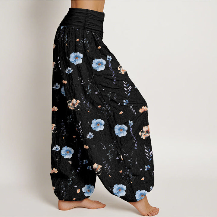 Buddha Stones Pantalon harem pour femme en coton frais à motif floral raffiné et taille élastique - image 7