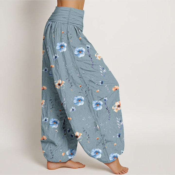 Buddha Stones Pantalon harem pour femme en coton frais à motif floral raffiné et taille élastique - image 10