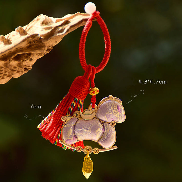 Buddha Stones, broderie Année du Cheval, porte-clés Liberté - Cheval violet moyen (taille : 43*47 mm) - image 6