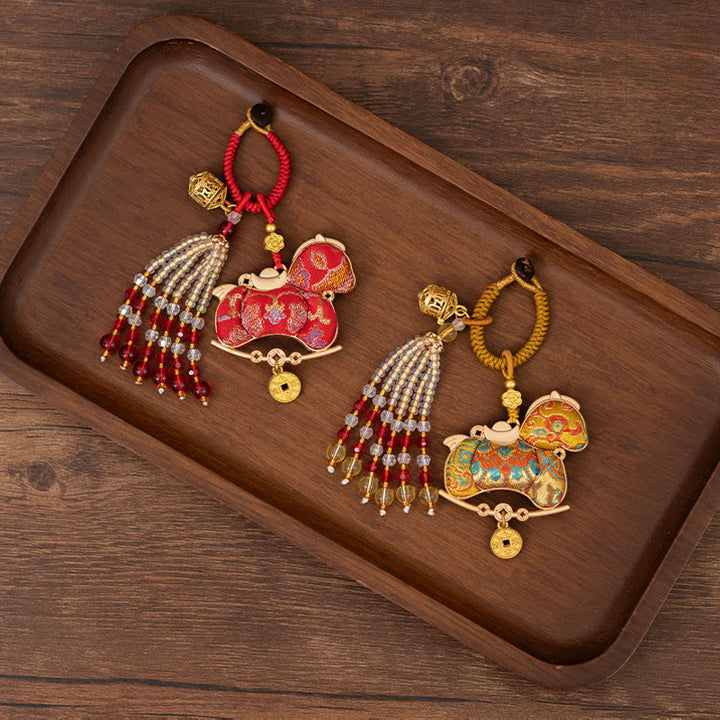 Buddha Stones Porte-clés brodé de prospérité « Année du Cheval » - image 10