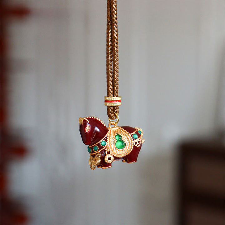 Buddha Stones Pendentifs en cuivre et laiton pour collier d'équilibre Année du Cheval - Cheval brun - image 0