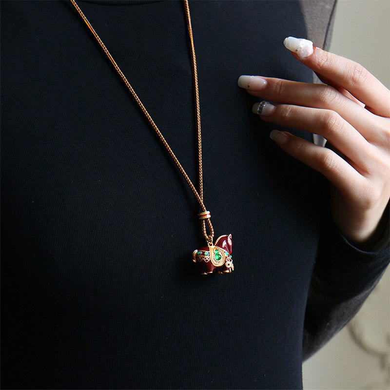 Buddha Stones Pendentifs en cuivre et laiton pour collier d'équilibre Année du Cheval - image 1