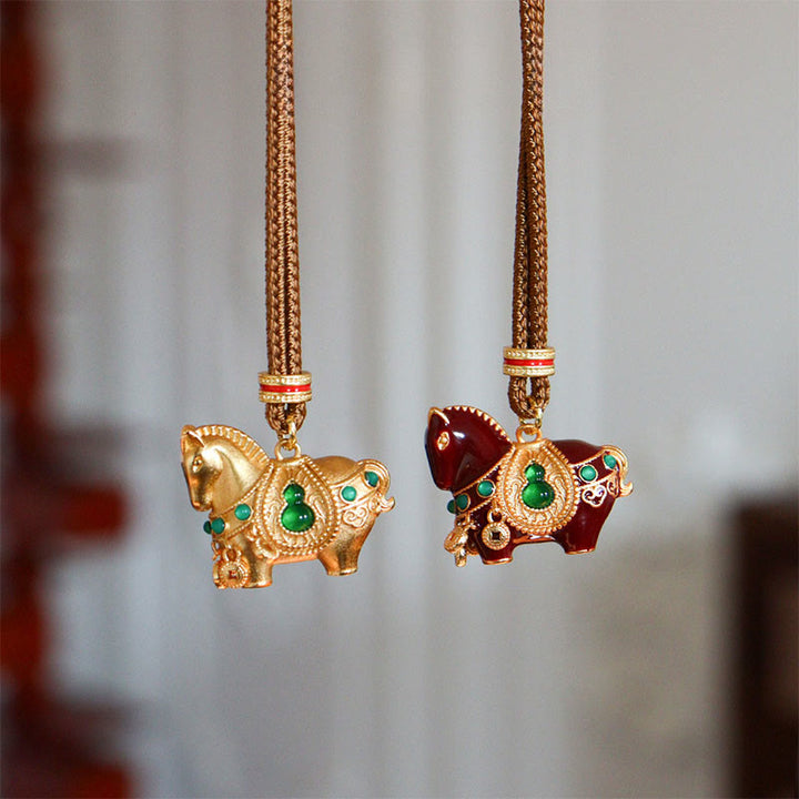 Buddha Stones Pendentifs en cuivre et laiton pour collier d'équilibre Année du Cheval - image 7