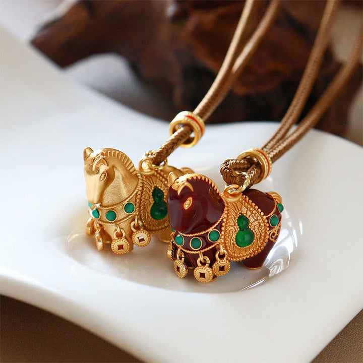 Buddha Stones Pendentifs en cuivre et laiton pour collier d'équilibre Année du Cheval - image 9