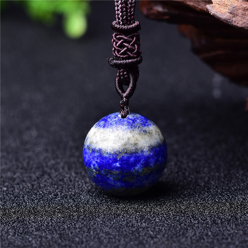 Buddha Stones Collier pendentif équilibre en améthyste, agate jaune, agate variée, cristal rose, lazurite, lapis-lazuli - Lazurite - image 15