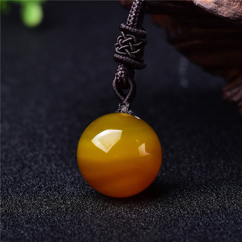 Buddha Stones Collier pendentif équilibre en améthyste, agate jaune, agate variée, cristal rose, lazurite, lapis-lazuli - Agate jaune - image 3