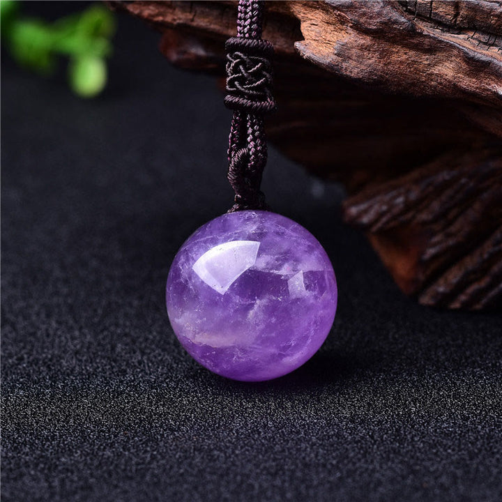 Buddha Stones Collier pendentif équilibre en améthyste, agate jaune, agate variée, cristal rose, lazurite, lapis-lazuli - Agate violette - image 7