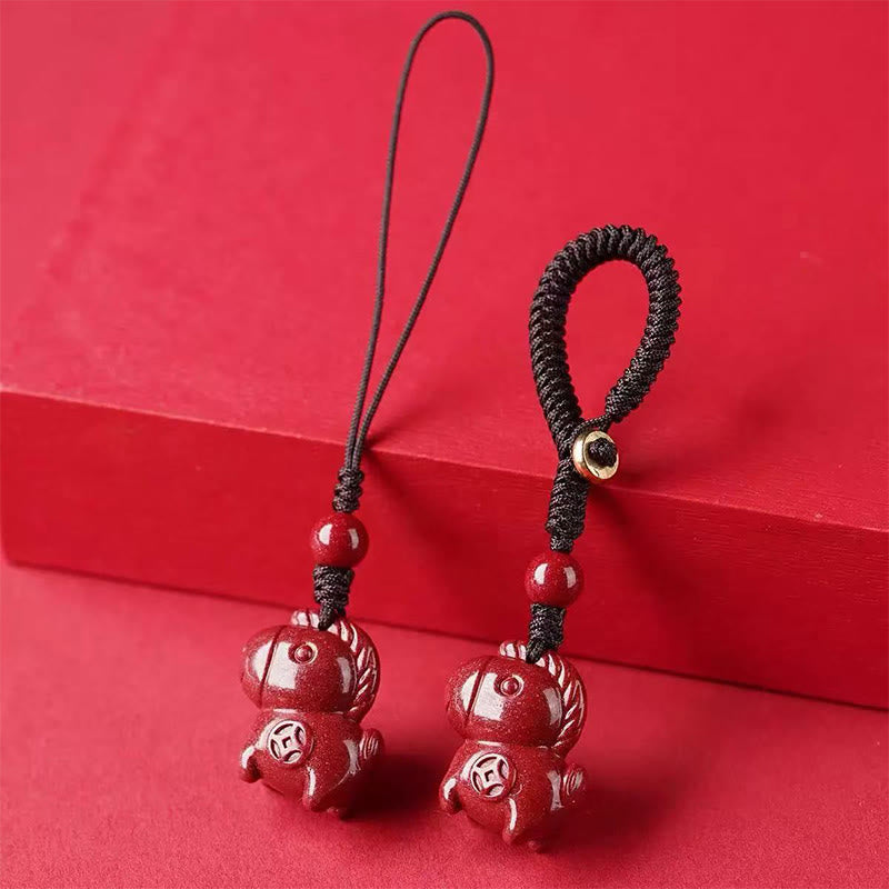 Buddha Stones Porte-clés en cinabre de l'année du Cheval, symbole d'éloignement des mauvais esprits - image 7