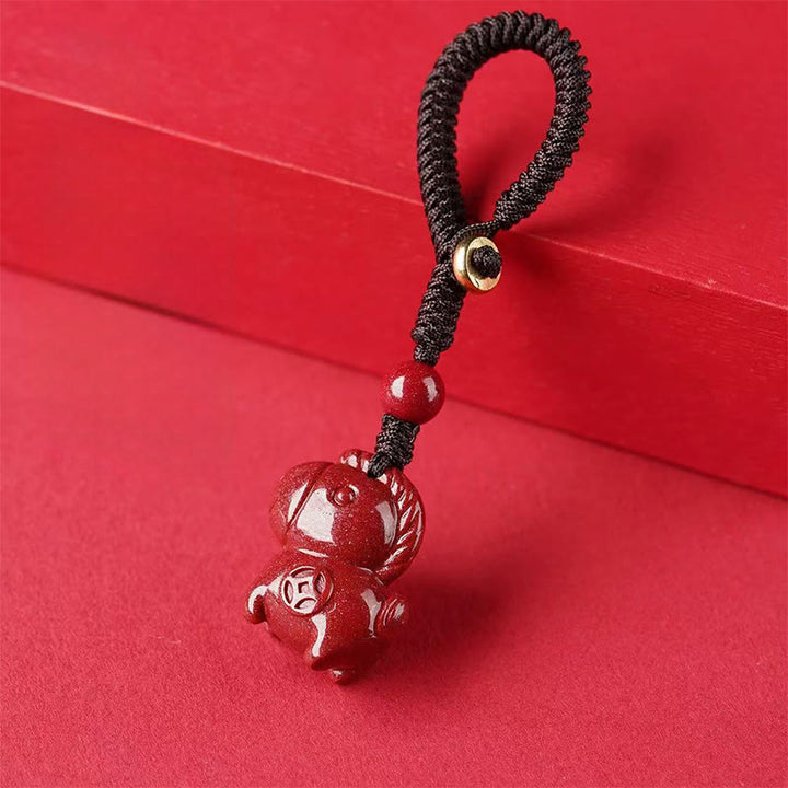 Buddha Stones Porte-clés en cinabre de l'année du Cheval, symbole d'éloignement des mauvais esprits - image 1