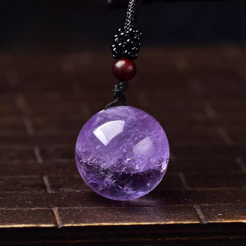 Buddha Stones Collier pendentif de protection en cristal blanc, cristal rose, œil de tigre et quartz fumé - Améthyste - image 7