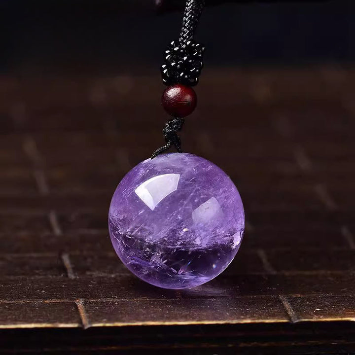 Buddha Stones Collier pendentif de protection en cristal blanc, cristal rose, œil de tigre et quartz fumé - Améthyste - image 7