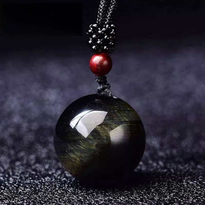 Buddha Stones Collier pendentif de protection en cristal blanc, cristal rose, œil de tigre et quartz fumé - Œil de tigre bleu - image 13