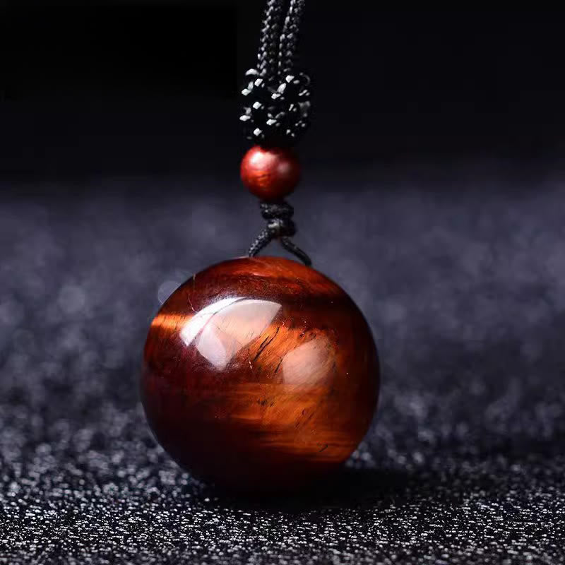 Buddha Stones Collier pendentif de protection en cristal blanc, cristal rose, œil de tigre et quartz fumé - Œil de tigre rouge - image 15