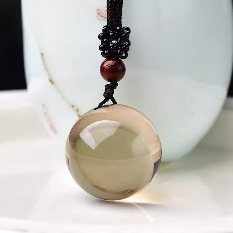 Buddha Stones Collier pendentif de protection en cristal blanc, cristal rose, œil de tigre et quartz fumé - Quartz fumé - image 17