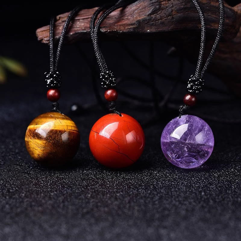 Buddha Stones Collier pendentif de protection en cristal blanc, cristal rose, œil de tigre et quartz fumé - image 21