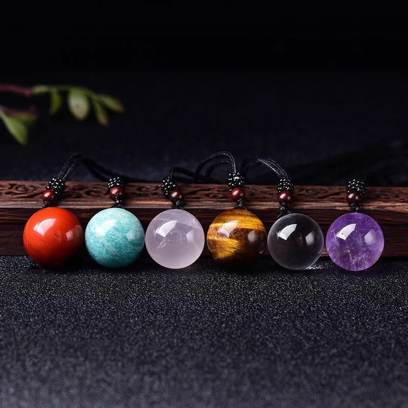 Buddha Stones Collier pendentif de protection en cristal blanc, cristal rose, œil de tigre et quartz fumé - image 20