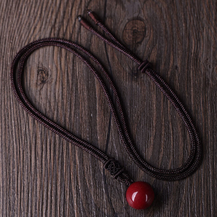 Buddha Stones Pendentifs en cinabre pour éloigner les mauvais esprits - Corde brune - image 6