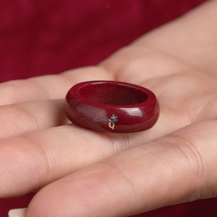 Buddha Stones Bague de bénédiction en cinabre, année du Cheval selon le zodiaque chinois - image 18