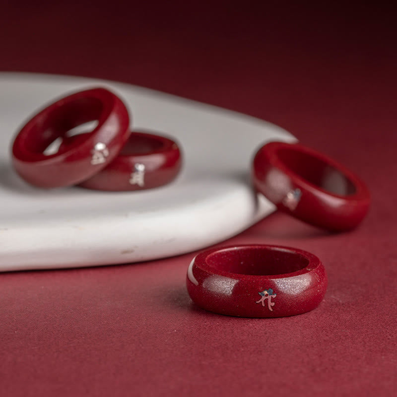 Buddha Stones Bague de bénédiction en cinabre, année du Cheval selon le zodiaque chinois - image 21