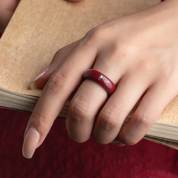 Buddha Stones Bague de bénédiction en cinabre, année du Cheval selon le zodiaque chinois - image 14