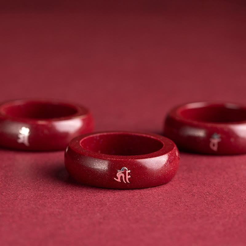 Buddha Stones Bague de bénédiction en cinabre, année du Cheval selon le zodiaque chinois - image 22