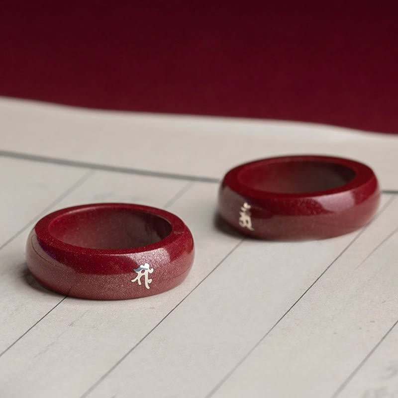 Buddha Stones Bague de bénédiction en cinabre, année du Cheval selon le zodiaque chinois - image 23