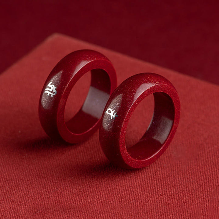 Buddha Stones Bague de bénédiction en cinabre, année du Cheval selon le zodiaque chinois - image 27