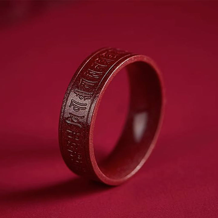 Buddha Stones Bague de bénédiction Cinnabar Om Mani Padme Hum Heart Sutra - image 1