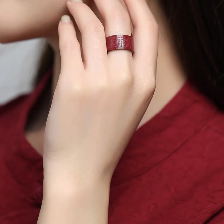 Buddha Stones Bague de bénédiction Cinnabar Om Mani Padme Hum Heart Sutra - image 9