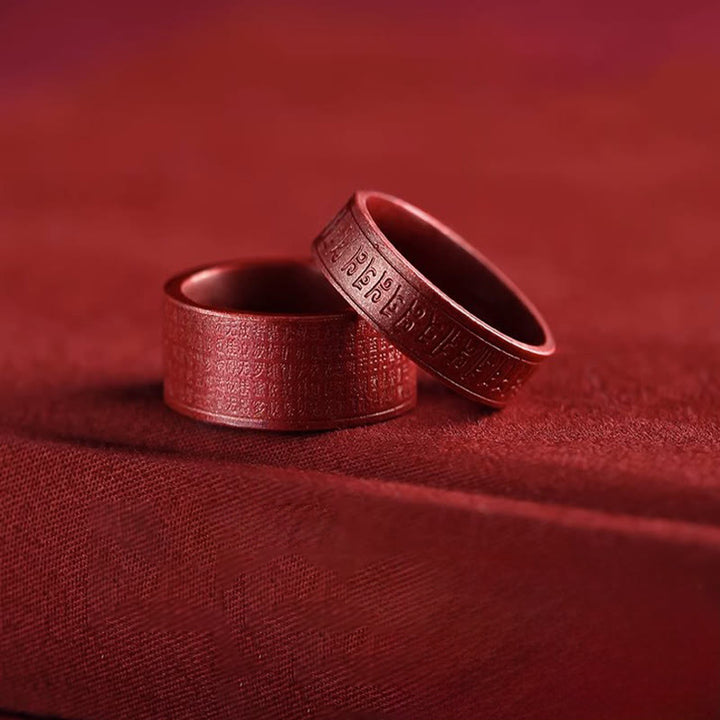 Buddha Stones Bague de bénédiction Cinnabar Om Mani Padme Hum Heart Sutra - image 11