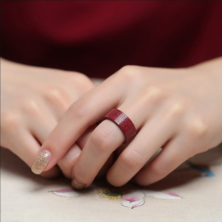 Buddha Stones Bague de bénédiction Cinnabar Om Mani Padme Hum Heart Sutra - image 10