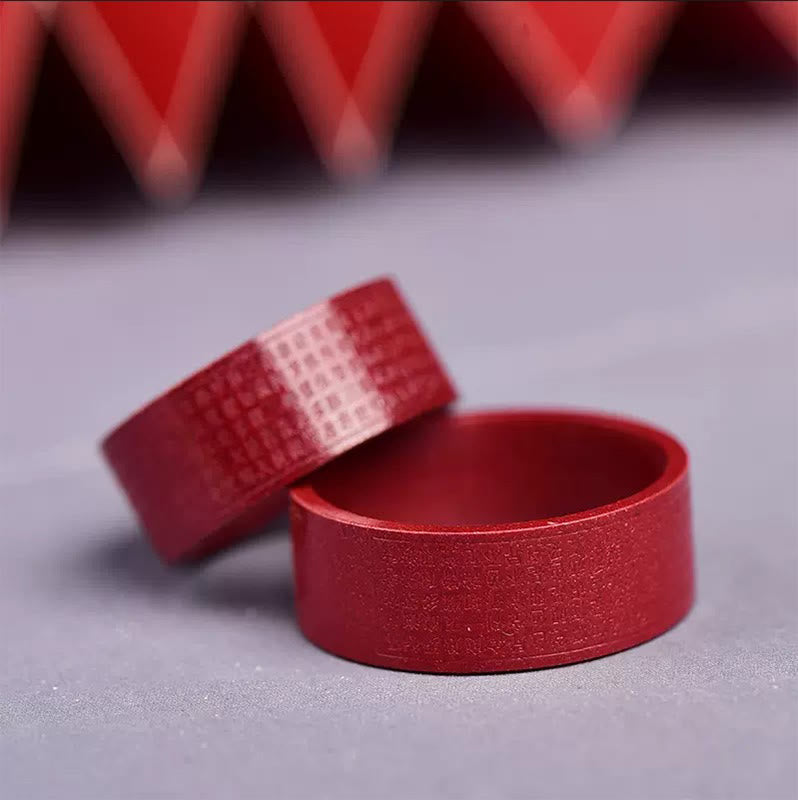 Buddha Stones Bague de bénédiction Cinnabar Om Mani Padme Hum Heart Sutra - image 12