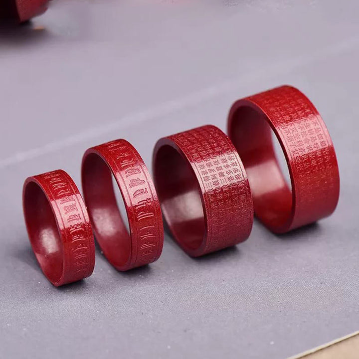 Buddha Stones Bague de bénédiction Cinnabar Om Mani Padme Hum Heart Sutra - image 13