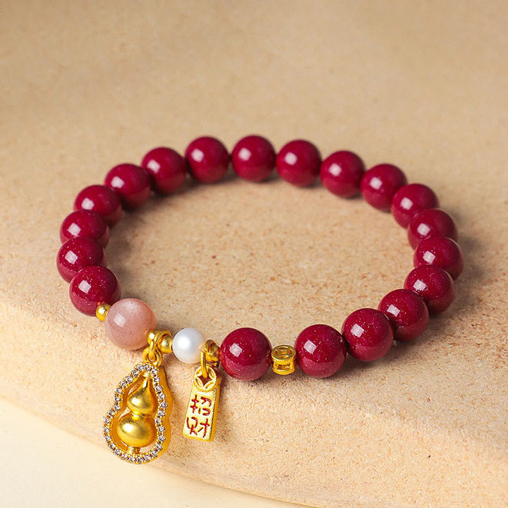 Buddha Stones Bracelet de cinabre porte-bonheur - Cinabre (Tour de poignet : 14-15 cm) - image 0