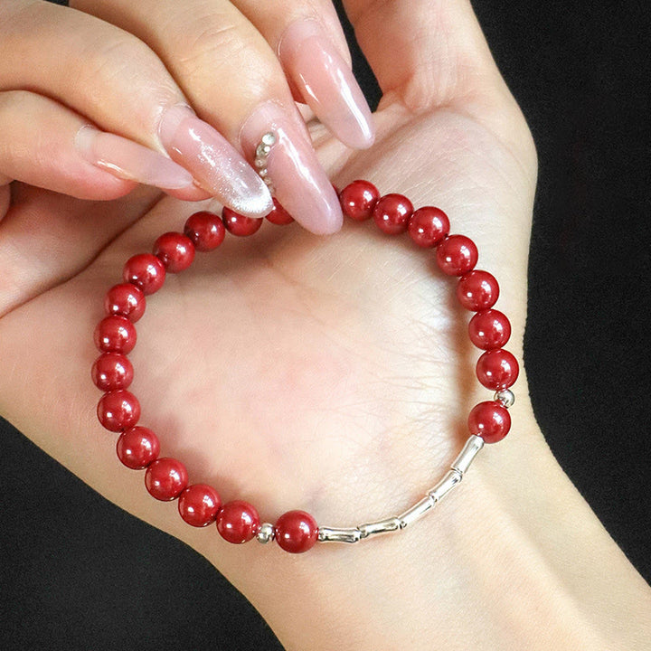 Buddha Stones Bracelet de concentration et de calme en argent sterling 925 et cinabre - image 0