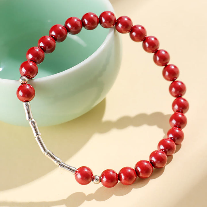 Buddha Stones Bracelet de concentration et de calme en argent sterling 925 et cinabre - Perle de cinabre rouge de 6 mm (Tour de poignet : 14-15 cm) - image 7