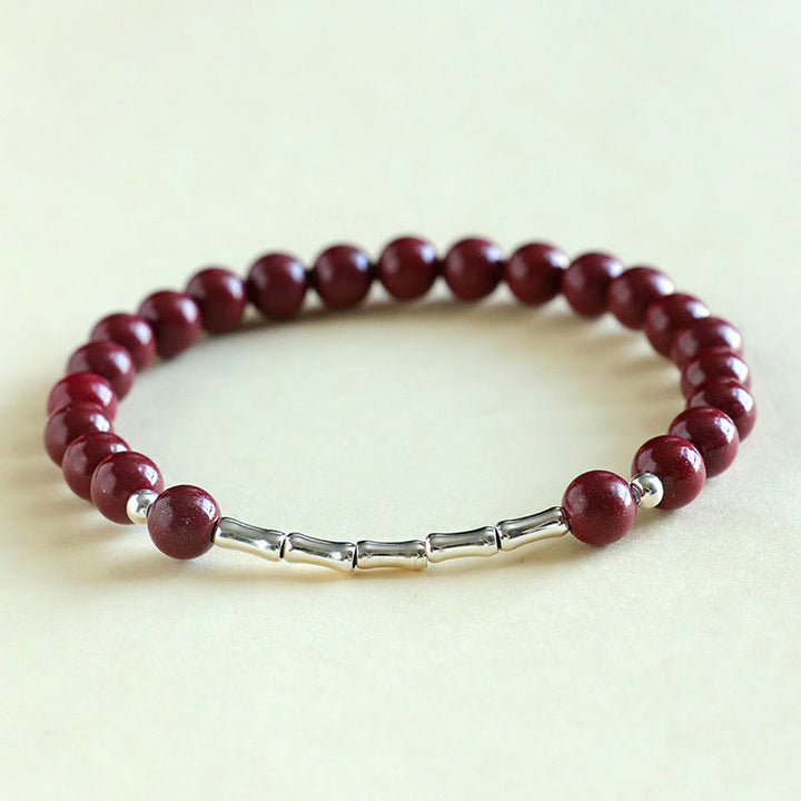 Buddha Stones Bracelet de concentration et de calme en argent sterling 925 et cinabre - Perle de cinabre rouge foncé de 6 mm (Tour de poignet : 14-15 cm) - image 9