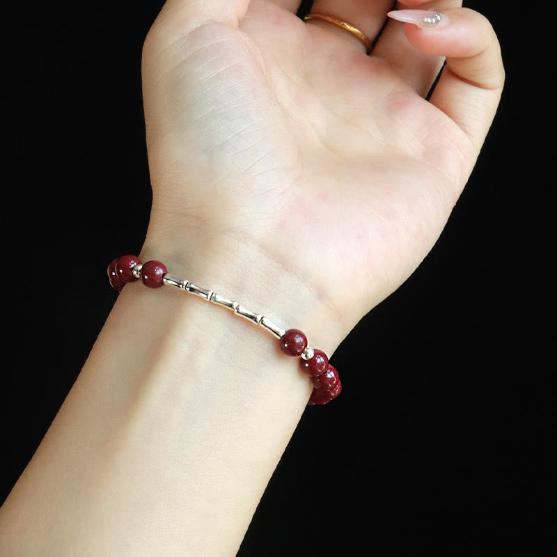 Buddha Stones Bracelet de concentration et de calme en argent sterling 925 et cinabre - image 6