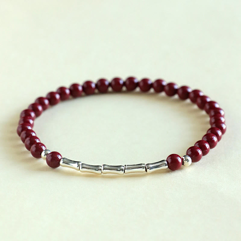 Buddha Stones Bracelet de concentration et de calme en argent sterling 925 et cinabre - Perle de cinabre 4 mm (Tour de poignet : 14-15 cm) - image 2