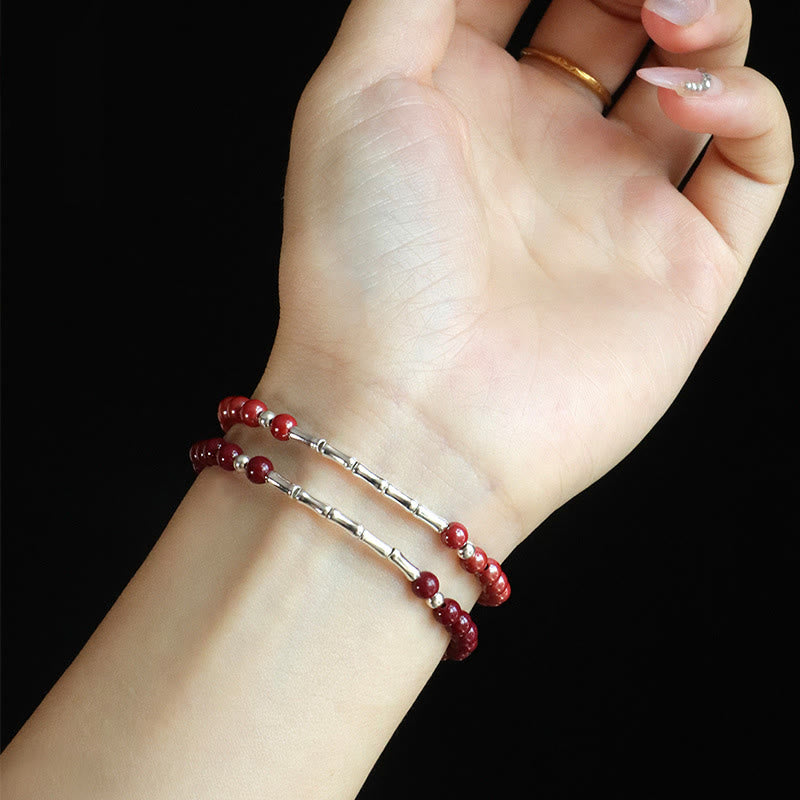 Buddha Stones Bracelet de concentration et de calme en argent sterling 925 et cinabre - image 11