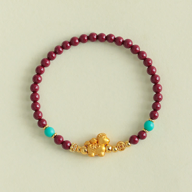 Buddha Stones Bracelet apaisant en cinabre représentant le personnage Fu de l'année du Cheval - image 11