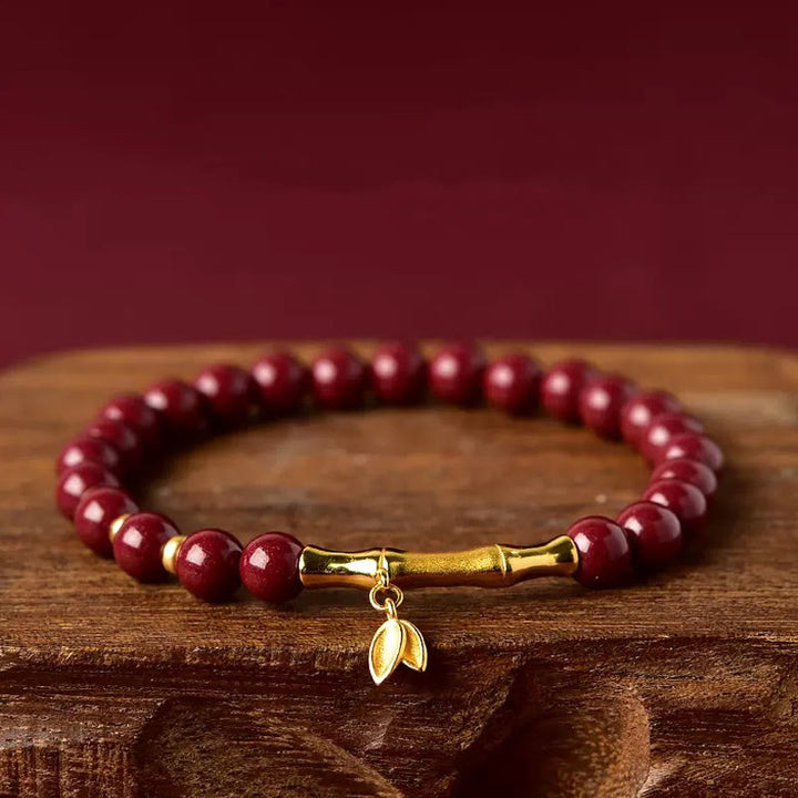Bracelet de concentration en argent sterling 925, bambou et cinabre, Buddha Stones - Cinabre (Tour de poignet : 14-15 cm) - image 9
