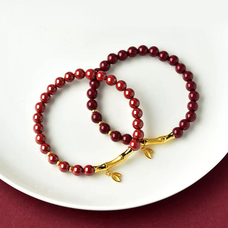 Bracelet de concentration en argent sterling 925, bambou et cinabre, Buddha Stones - image 15