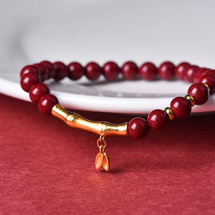 Bracelet de concentration en argent sterling 925, bambou et cinabre, Buddha Stones - image 13