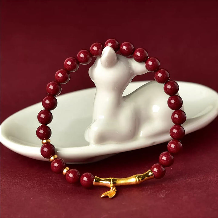 Bracelet de concentration en argent sterling 925, bambou et cinabre, Buddha Stones - image 10