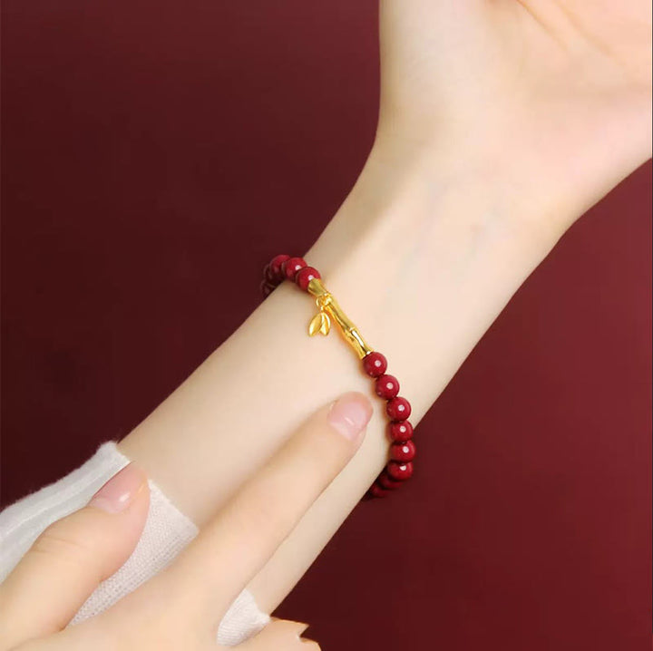 Bracelet de concentration en argent sterling 925, bambou et cinabre, Buddha Stones - image 3