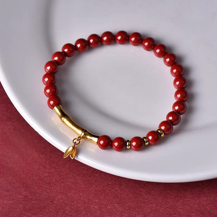 Bracelet de concentration en argent sterling 925, bambou et cinabre, Buddha Stones - image 4