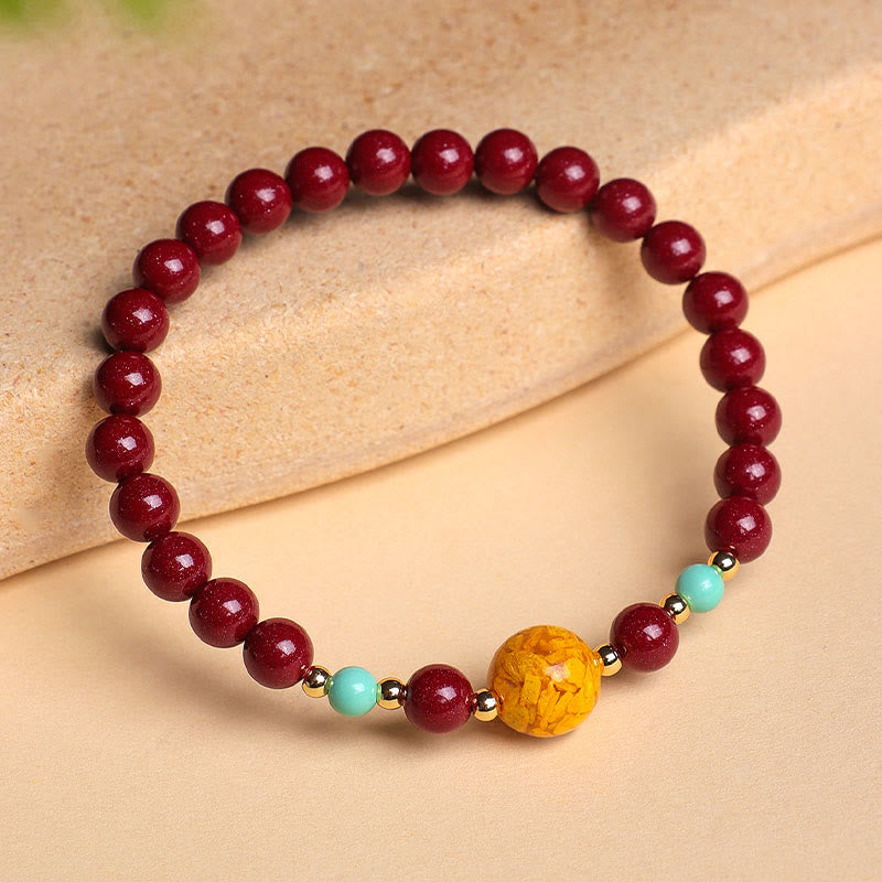 Bracelet en Buddha Stones, turquoise cinabre, pour éloigner les mauvais esprits - image 1
