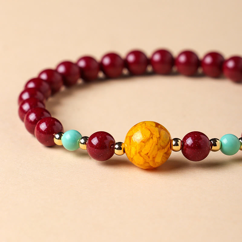 Bracelet en Buddha Stones, turquoise cinabre, pour éloigner les mauvais esprits - image 4