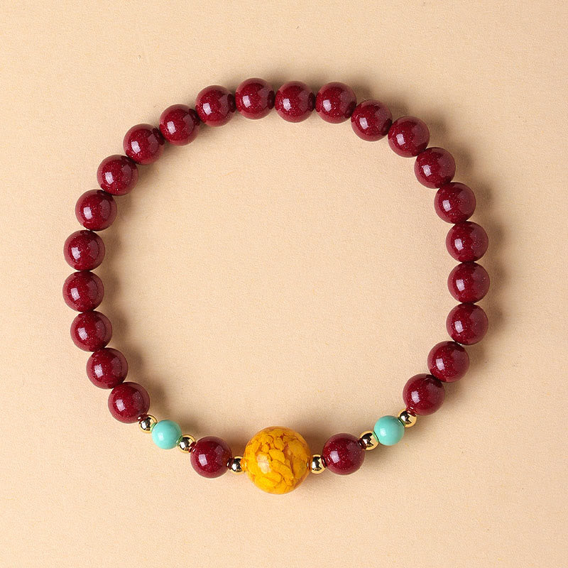 Bracelet en Buddha Stones, turquoise cinabre, pour éloigner les mauvais esprits - image 3